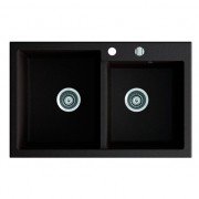 Мийка для кухні Marmorin Debra 2k без крила врізна штучний камінь чорний 436 203 002