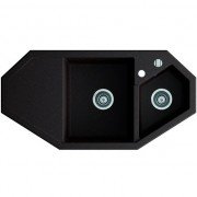 Мийка для кухні Marmorin Debra trapez з крилом врізна штучний камінь чорний 436 613 002