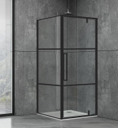 Душова кабіна квадратна Dusel Deluxe Series DL198BP+DL196BP Black Matt Paint 900x900x1900 мм профіль чорний матовий/скло прозоре з чорним принтом