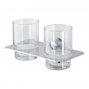 Стакан для зубних щіток подвійний Devit Iven підвісний прозоре скло/хром матовий 80D8141