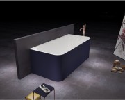 Ванна акрилова Devit City 170х80 см окремостояча з кольоровим фасадом темно-синій матовий/білий 17061160BG