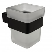 Стакан для зубних щіток Devit City підвісний з тримачем чорний матовий/скло матове 1610160B