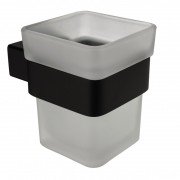 Стакан для зубных щеток Devit City подвесной с держателем черный матовый/стекло матовое 1610160B