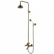 Душевая стойка для ванной Devit Retro с изливом и смесителем латунь бронза 37008127SPB