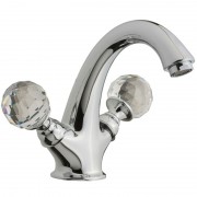 Смеситель для раковины Devit Charlestone двухвентильный ручки с кристаллами Swarovski с донным клапаном хром CN60151002