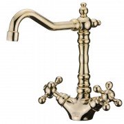 Смеситель для раковины Devit Charlestone двухвентильный с донным клапаном золото CN60052219G