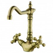 Смеситель для раковины Devit Charlestone двухвентильный с донным клапаном бронза CN60052219B