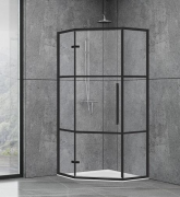 Душова кабіна п'ятикутна Dusel Deluxe Series 900x900x1900 мм профіль чорний матовий / скло прозоре с чорним принтом DL197HBP Black Matt Paint