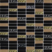Мозаика Grand Kerama 30х30 см черный/черный рельефный/бежевый рельефный/золото 1084 016768
