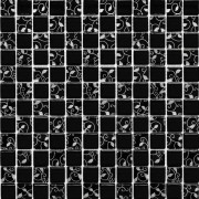 Мозаїка Grand Kerama шахматка 30х30 см чорний/завиток платина 807 052305