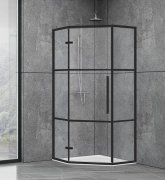 Душевая кабина пятиугольная Dusel Deluxe Series 900x900x1900 мм профиль черный матовый/стекло прозрачное с черным принтом DL197HBP Black Matt Paint