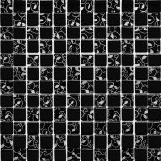 Мозаика Grand Kerama шахматка 30х30 см черный/завиток платина 807 052305