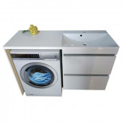 Тумба подвесная Fancy Marble Jamaica 124,5x46,2 см правая с раковиной Amelia искусственный камень белый Jamaica125R