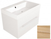 Тумба підвісна Fancy Marble Corsica 69,5х44,5 см із раковиною Signe 700C шпон дуба ШН-700 ш