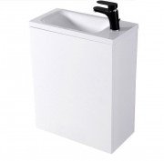 Тумба подвесная Fancy Marble Java 50x24,5 см петли справа с раковиной Linnea 500 МДФ белый ШН-500Б R