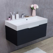 Тумба підвісна Fancy Marble Bermuda-1 90x46 см із раковиною Ashley 900C МДФ сірий Bermuda 1 С