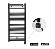 Полотенцесушитель електричний Zehnder Virando з теном NEX з проводом чорний матовий AB-120-060-9017-NEX-SC