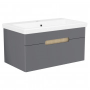 Тумба з раковиною Volle Solo 80 см підвісна МДФ/ДСП антрацит 1910.328009