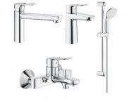 Набір змішувачів для ванної та кухні Grohe BauLoop 3 в 1 з душовим гарнітуром хром UA123225MK