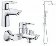 Набор смесителей для ванной Grohe BauLoop New 3 в 1 с душевой системой хром UA26129005