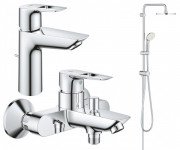 Набір змішувачів для ванної Grohe BauLoop New 3 в 1 з душовою системою хром UA123214R0