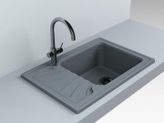 Мойка для кухни Fancy Marble Filadelfia 64,9х43,8 см литой мрамор серый 103060013