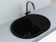 Мойка для кухни Fancy Marble Vermont 77х50 см литой мрамор светло-черный 113080004