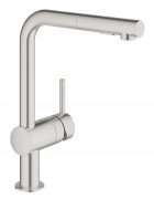 Смеситель для кухни Grohe Minta с выдвижной лейкой нержавеющая сталь 30274DC0