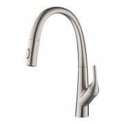 Змішувач для кухні Kraus Arqo з висувною лійкою латунь сатин KPF-2523SFS