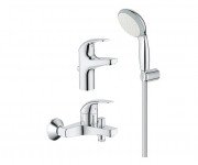 Набор смесителей для ванной Grohe Start Curve с душевым гарнитуром хром 126746