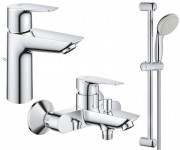 Набор смесителей для ванной Grohe BauEdge 3 в 1 с душевым гарнитуром хром UA123367M0