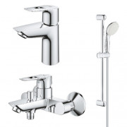 Набор смесителей для ванной Grohe BauLoop 3 в 1 с душевым гарнитуром хром UA123214S0