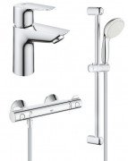 Набор смесителей для ванной Grohe Grohtherm 800 + BauEdge 3 в 1 с душевым гарнитуром хром UA34105TS0