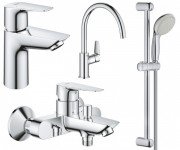 Набір змішувачів для ванної та кухні Grohe BauEdge 4 в 1 з душовим гарнітуром хром UA123218K0