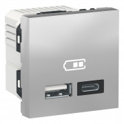 Двойная USB-розетка Schneider Electric Unica New A+C алюминий NU301830