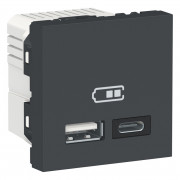 Подвійна USB-розетка Schneider Electric Unica New A+C антрацит NU301854