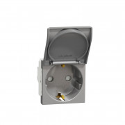 Розетка Schneider Electric Unica New 2 модуля с заземлением шторками и крышкой алюминий NU303730TA