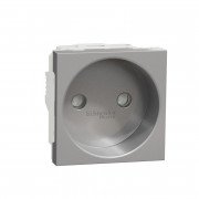 Розетка Schneider Electric Unica New 2 модуля без заземления со шторками алюминий NU303330