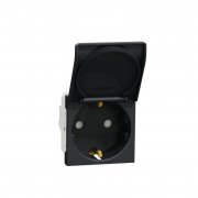 Розетка Schneider Electric Unica New 2 модуля із заземленням шторками та кришкою антрацит NU303754TA