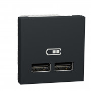 Подвійна USB-розетка Schneider Electric Unica New 2.1А 2 модулі антрацит NU341854