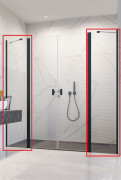 Комплект нерухомих елементів душових дверей Radaway Nes Black DWD II 57х200 см чорний/прозоре скло 10041057-54-01