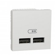 Двойная USB-розетка Schneider Electric Unica New 2.1А 2 модуля белый NU341818