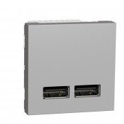 Двойная USB-розетка Schneider Electric Unica New 2.1А 2 модуля алюминий NU341830