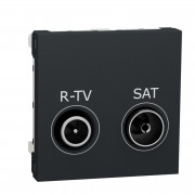 Розетка R-TV SAT концевая Schneider Electric Unica New 2 модуля антрацит NU345554