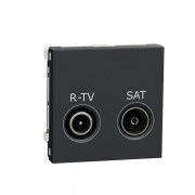 Розетка R-TV SAT прохідна Schneider Electric Unica New 2 модуля антрацит NU345654