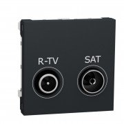 Розетка R-TV SAT концевая Schneider Electric Unica New 2 модуля антрацит NU345554