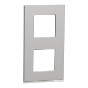 Рамка 2-постовая Schneider Electric Unica New Pure вертикальная алюминий/белый NU6004V80