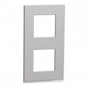 Рамка 2-постова Schneider Electric Unica New Pure вертикальна алюміній/білий NU6004V80