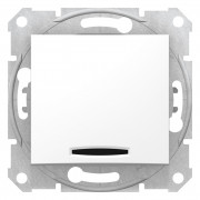 Вимикач Schneider Electric Sedna 2-полюсний 10А із червоним індикатором білий SDN0201121