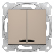Выключатель Schneider Electric Sedna 2-клавишный схема 5 с синей подсветкой титан SDN0300368